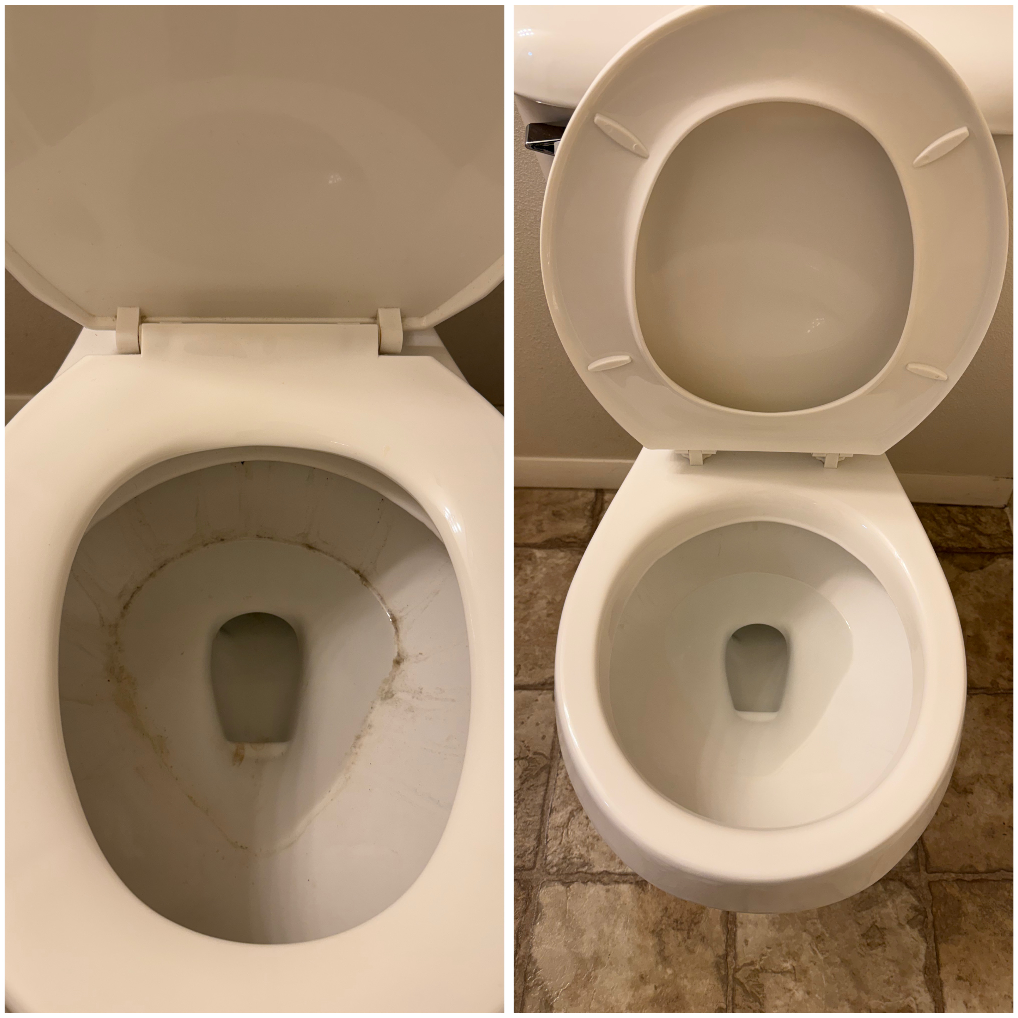 Toilet before and after cleaning
