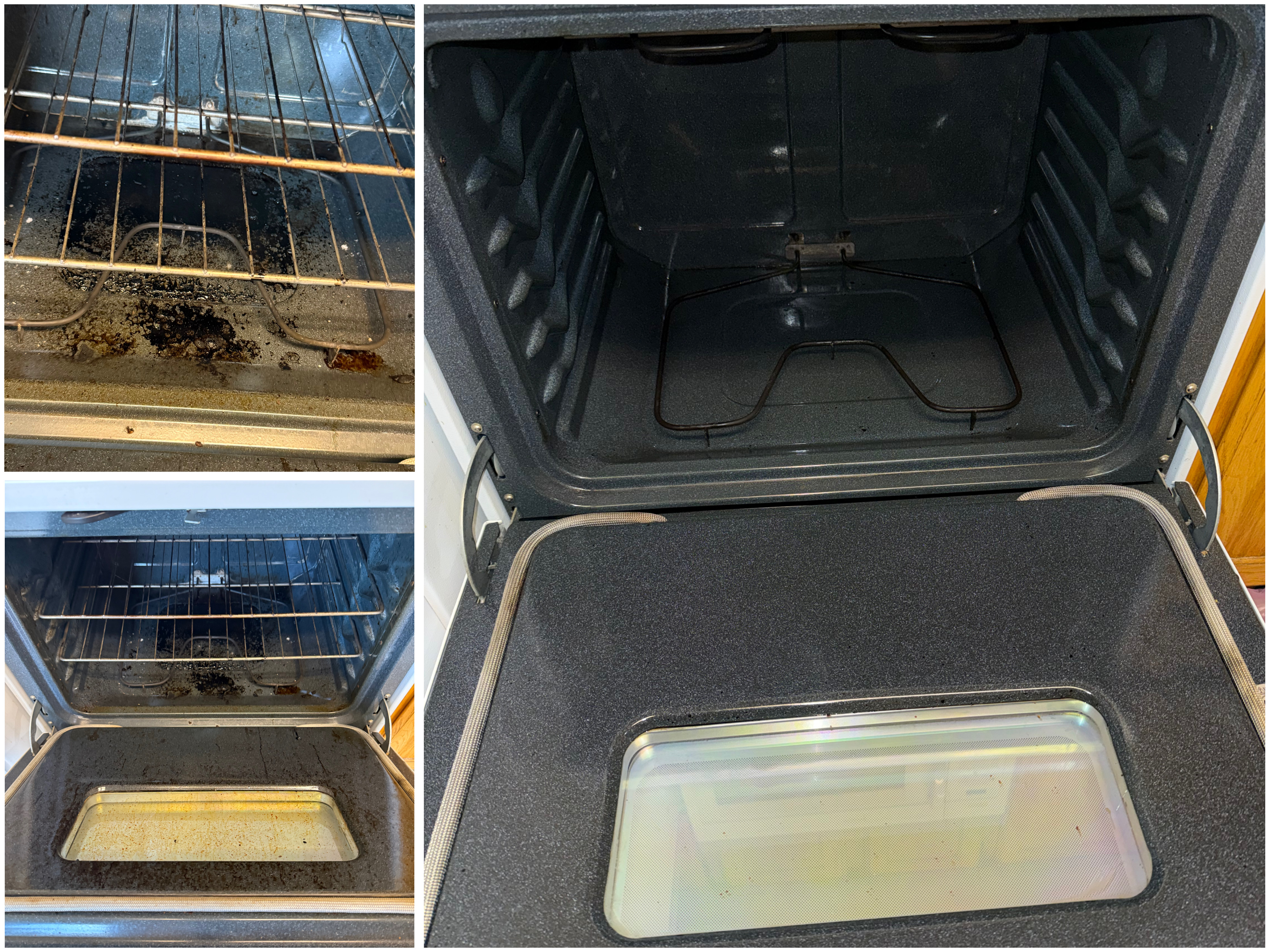 Oven cleaning comparison from an Iron & Ivory clean